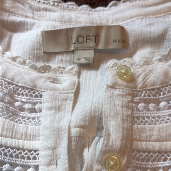 LOFT White Long Sleeve Embellished Blouse - Picture 2 of 2